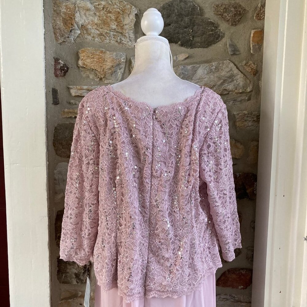 NWT Alex Evenings Long Gown Sequin Lace Bodice & Chiffon Skirt Pink $209 - Picture 8 of 12